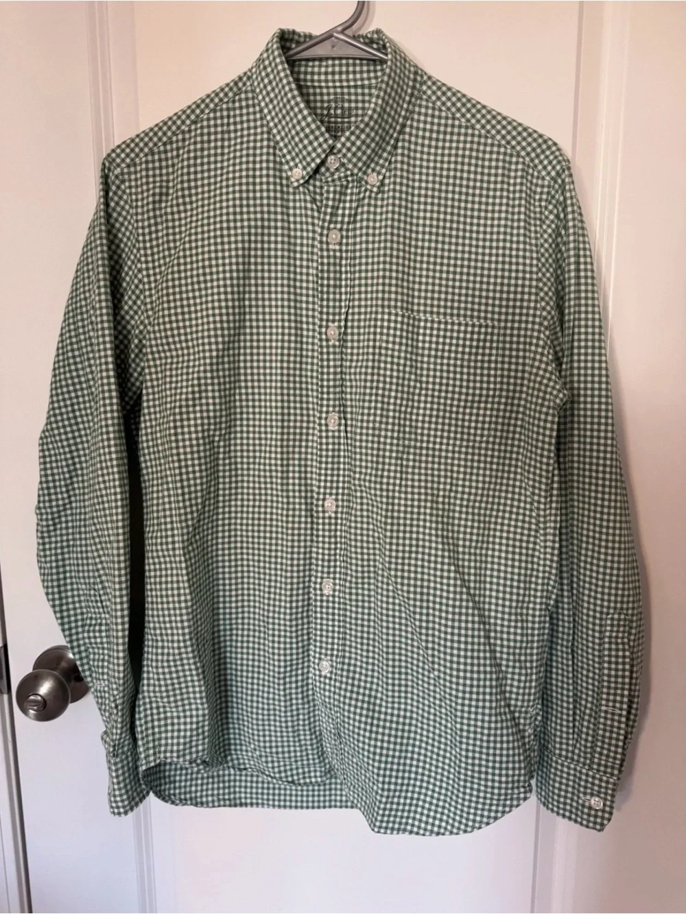 J. Crew Green Gingham Button-Down Shirt